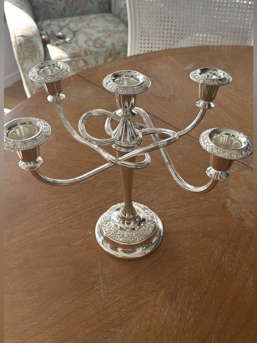Vintage English Silver Plated 5-Light Candelabra Made in England 10"